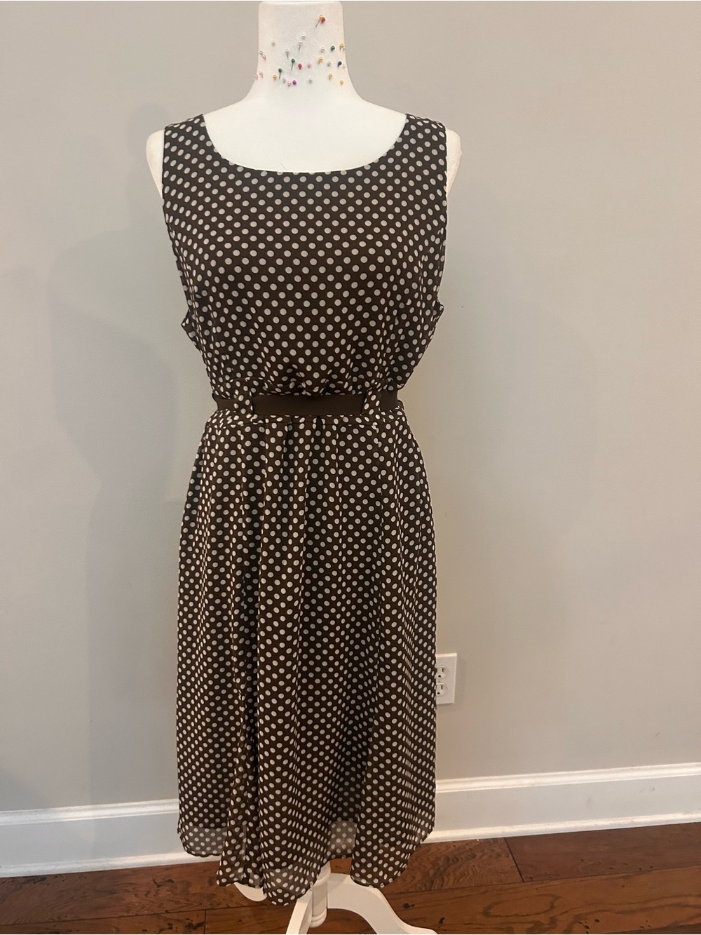 Studio I Black Polka Dot Midi Dress